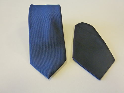 Corbata microfibra falso liso 8 cm y pañuelo Azul Marino