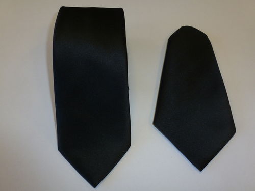Corbata raso 8 cm, pañuelo negro