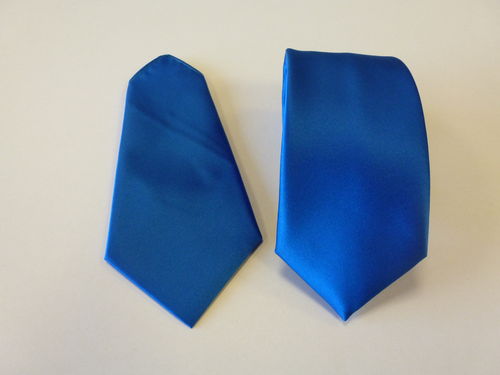 Corbata raso 8 cm, pañuelo azulon