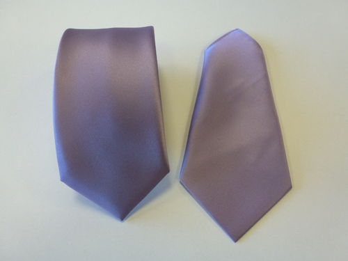 Corbata raso 8 cm, pañuelo malva