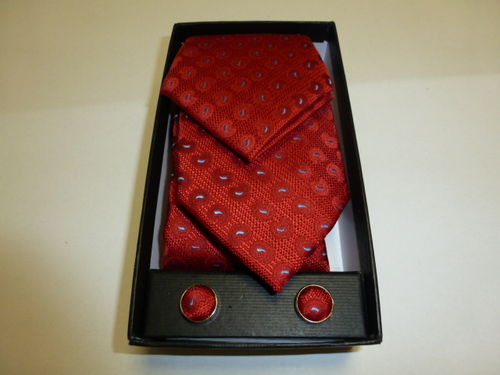 Conjunto corbata, pañuelo y gemelos