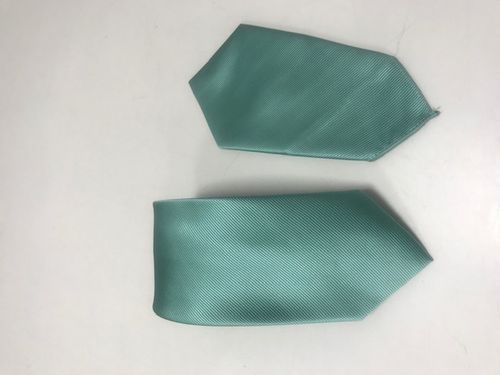 Corbata microfibra falso liso 8 cm y pañuelo verde agua